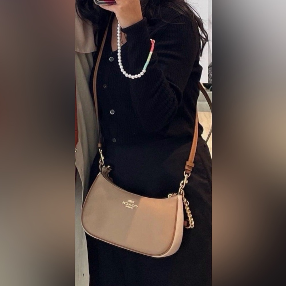Coach-Teri Shoulder Bag in Colorblock Taupe/Multi Pebble Leather - Picture 9 of 9